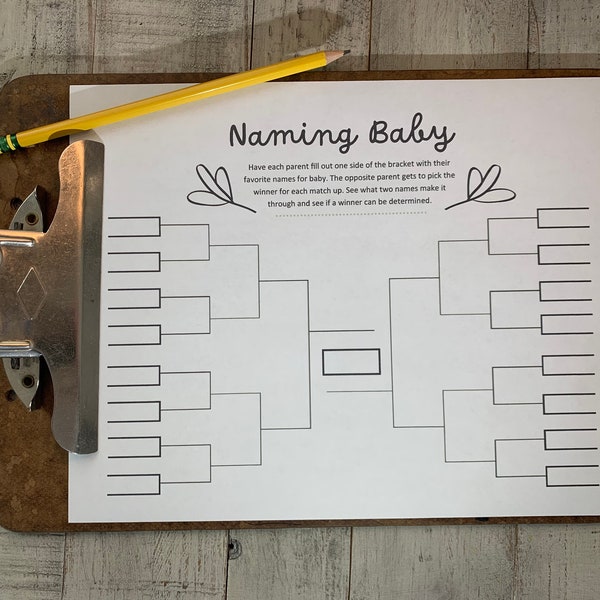 Baby Name Bracket, Decide on a Name for baby, Name Baby Game, Baby Shower Game, Print Ready, Download, Printable