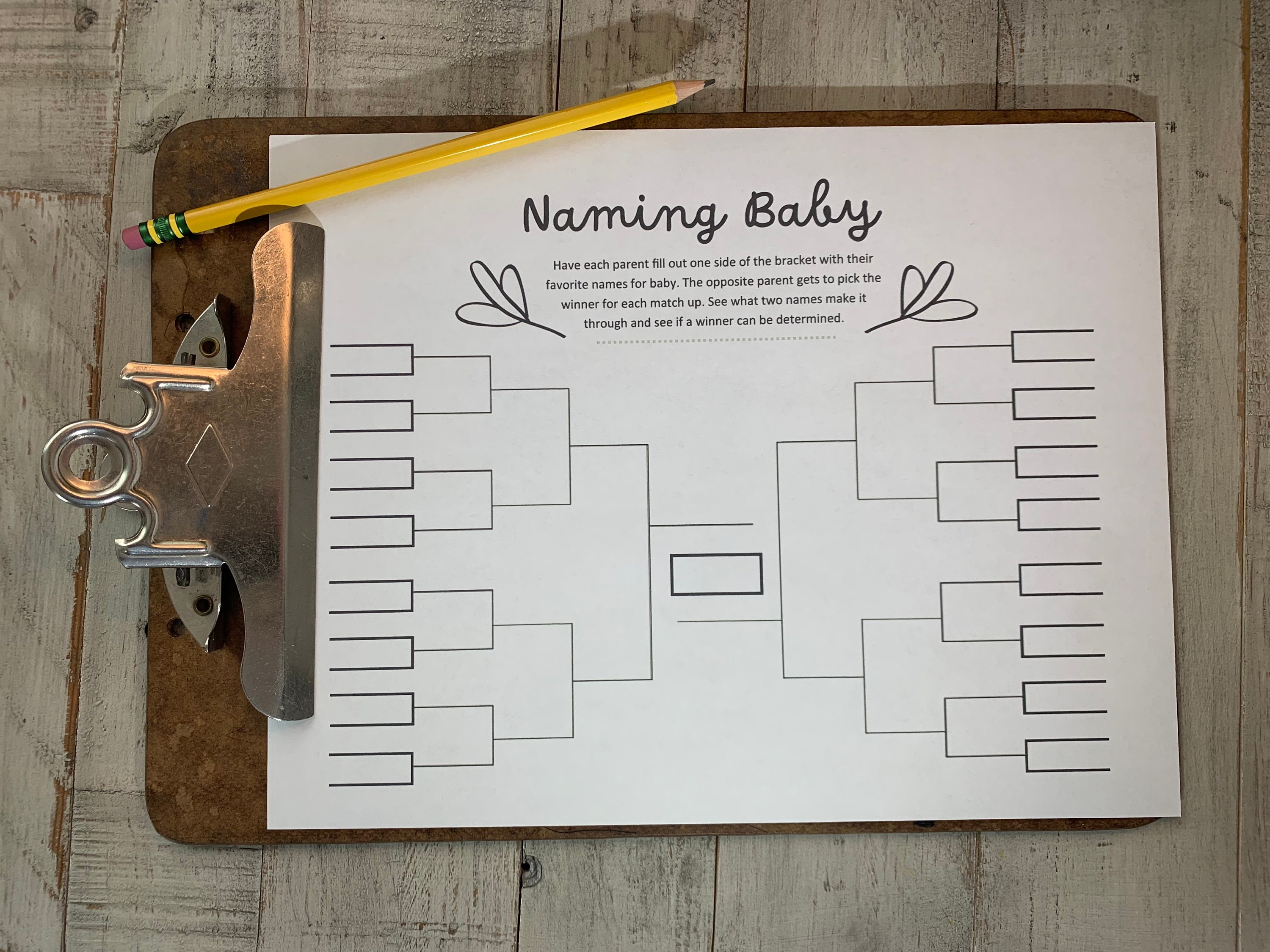 Baby Name Bracket, Decide on a Name for Baby, Name Baby Game, Baby