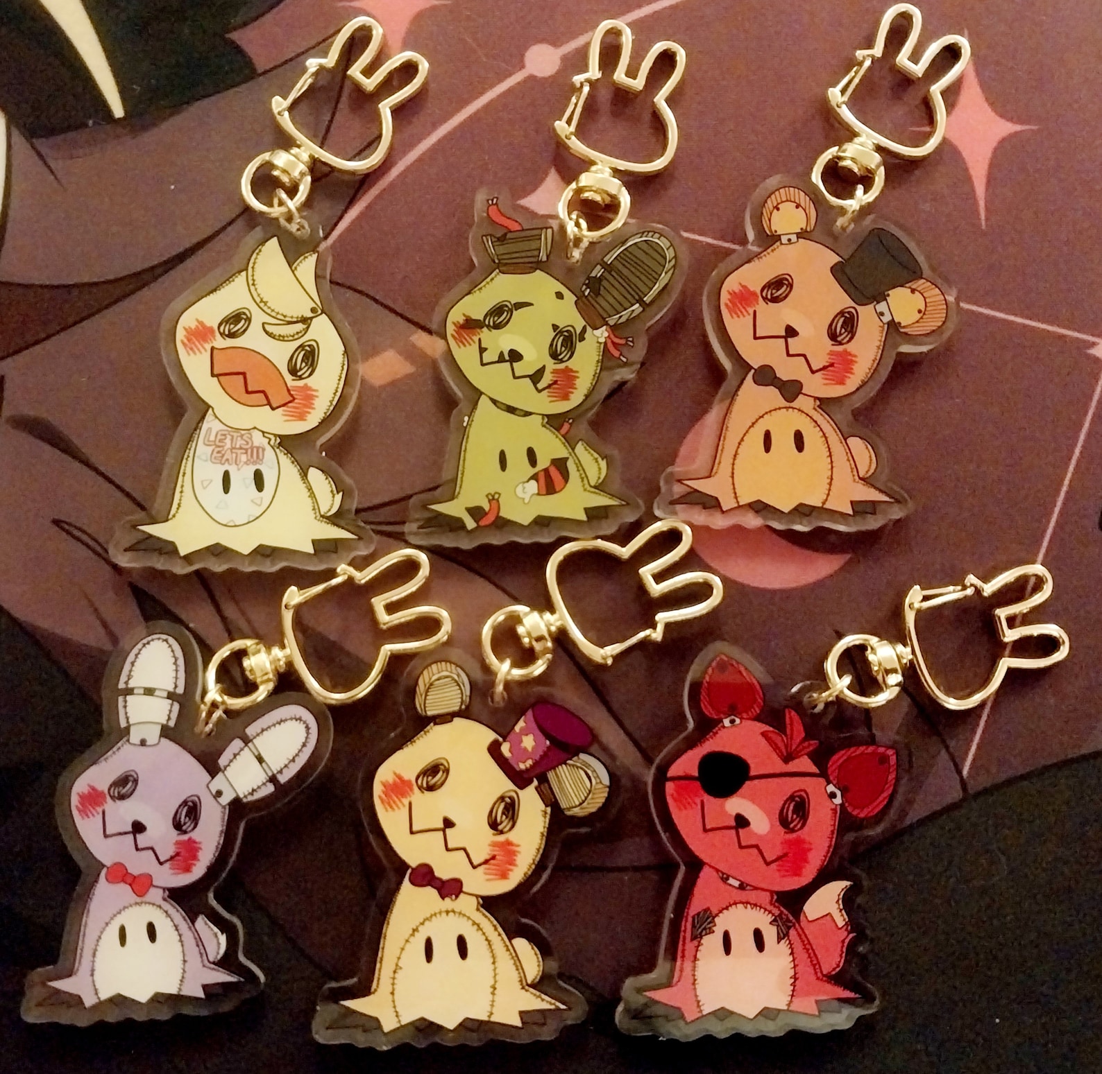 Five Nights At Freddy's X Mimikyu Keychains WAVE 1