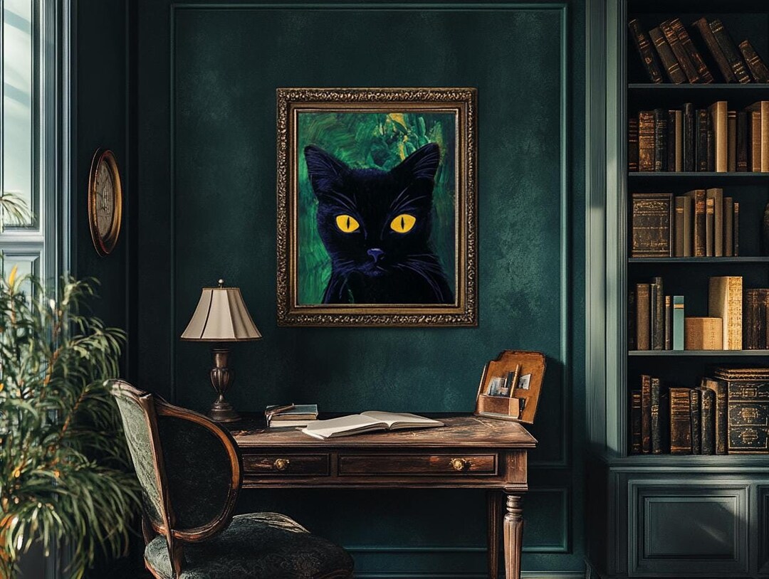 Black Cat Printable Printable Wall Art Cat, Black Cat Wall Art ...
