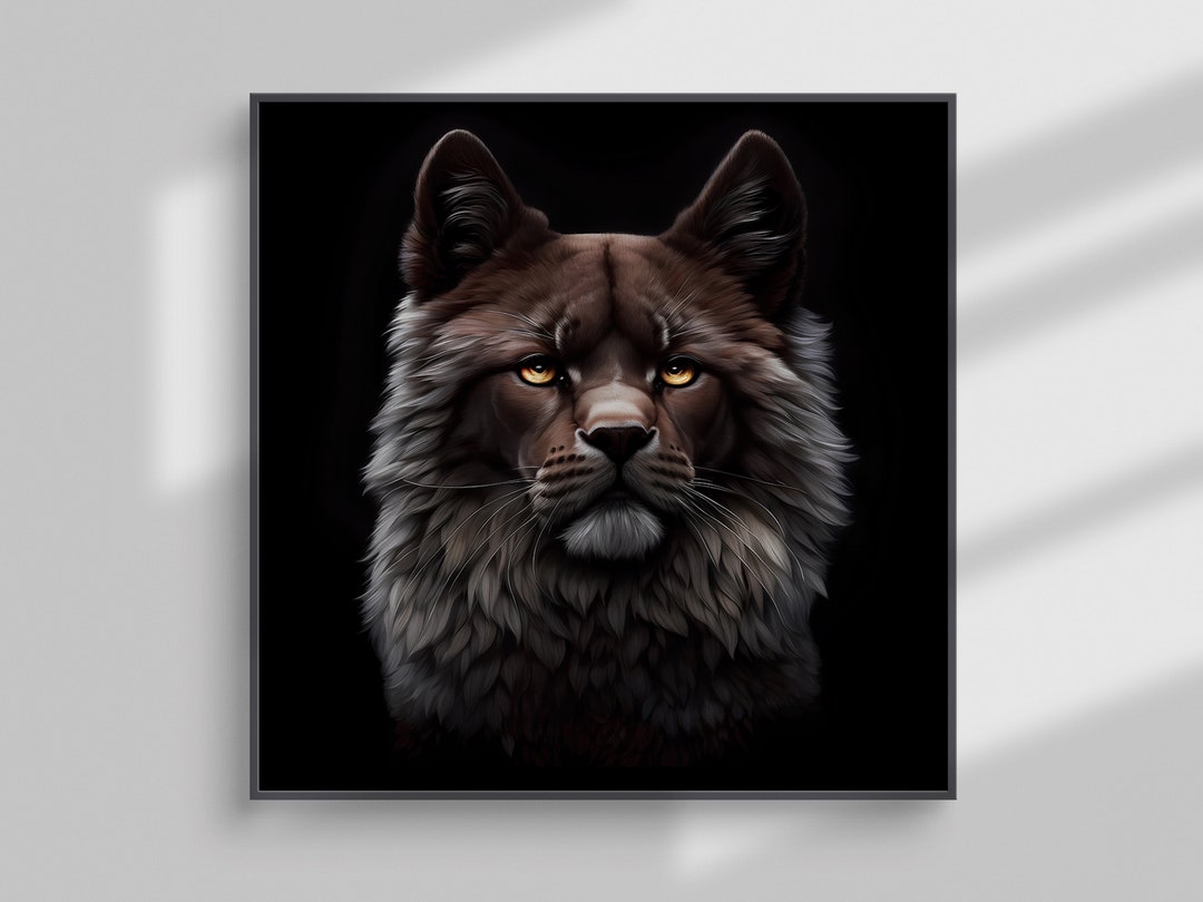 Black Lion Wall Art Print Digital Download Lion Printable Etsy