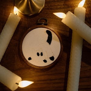 Scaredy-Ghost Cat Embroidery Partnern PDF printable transfer and guide included