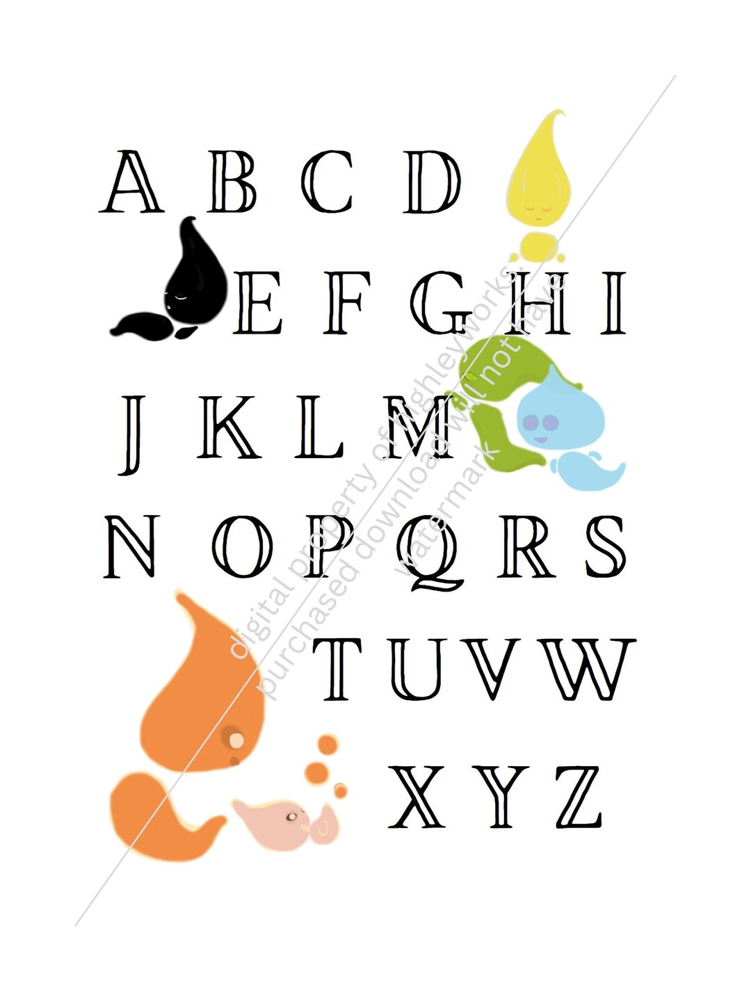 Mischievous Sprites Asymmetric Alphabet Nursery Printable Etsy
