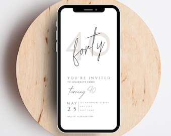 Cyfrowe zaproszenie na 40. urodziny, Zaproszenie na 40. urodziny, Zaproszenie na urodziny 40., Cyfrowe zaproszenie na 40. urodziny, Cyfrowe zaproszenie