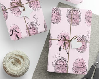 Pink Easter Wrapping Paper, Pink Easter Egg Gift Wrap