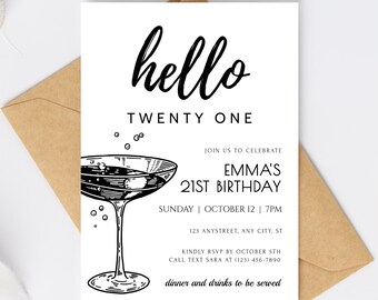 Edytowalny szablon zaproszenia na 21. urodziny: do pobrania w wersji cyfrowej