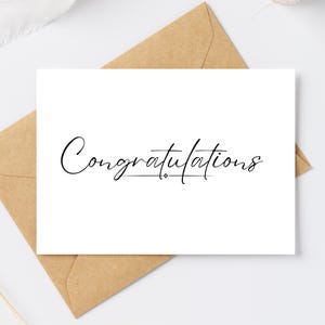 Printable Congratulations Card: Simple Script Design (Instant Download, PDF File)