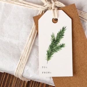 Printable Christmas Gift Tags Watercolor Holiday Party Favor Tags Merry Christmas Tag for Gifts