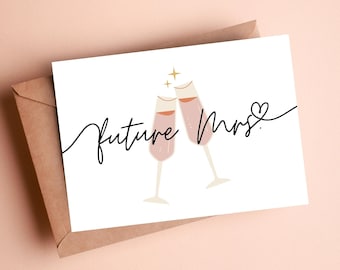 Wydrukowana karta z gratulacjami z okazji zaręczyn, karta na wieczór panieński dla niej, przyszłej żony, prezent dla przyszłej panny młodej, toast szampanem – do pobrania natychmiast