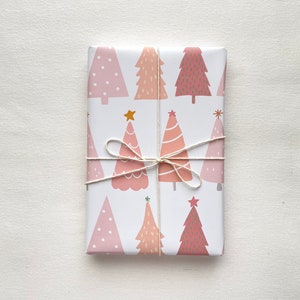 Pink Boho Christmas Tree Wrapping Paper Pink Christmas Tree Holiday Gift Wrap