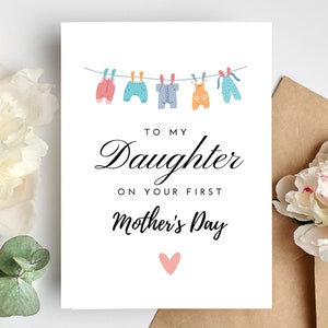 Cartão de Dia das Mães para impressão, primeiro dia das mães da filha, primeiro dia das mães da nora, presente de feliz dia das mães - DOWNLOAD INSTANTÂNEO