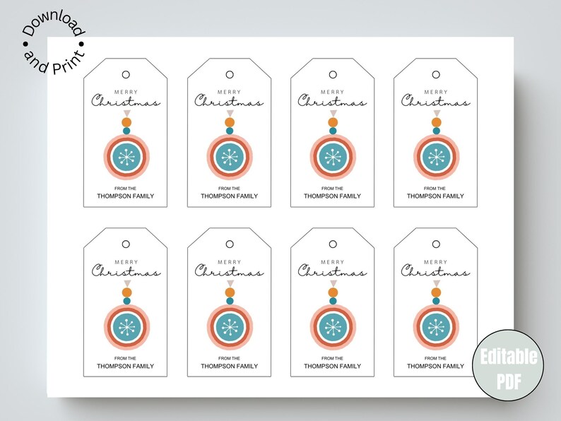 Merry Christmas Gift Tags Printable, Personalized Christmas Tags ...