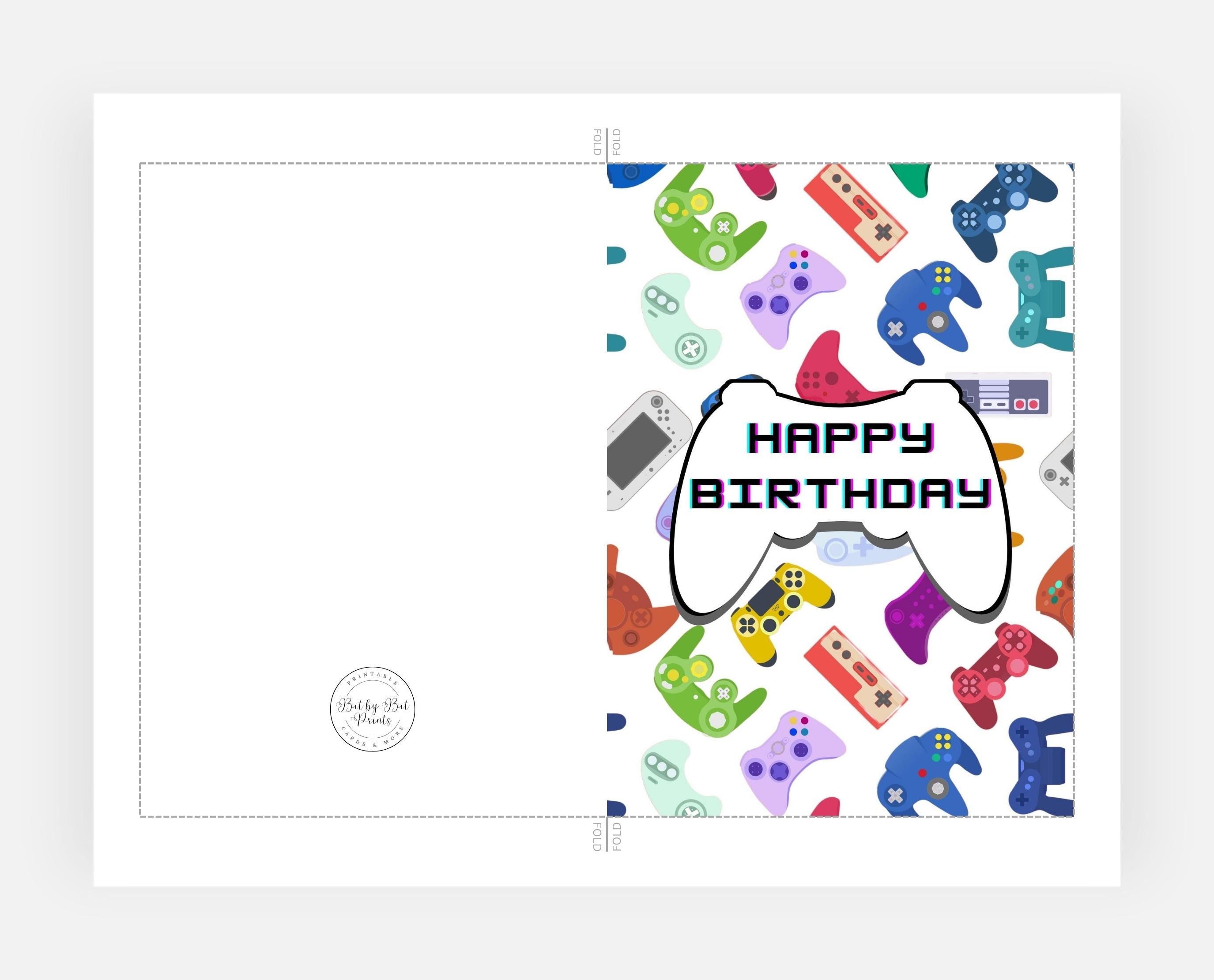 Printable Video Game Birthday Card, Gamer Happy Birthday Card, Video ...