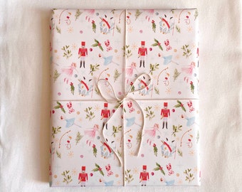 Pink Christmas Wrapping Paper, Nutcrackers and Ballerinas, Light Pink Wrapping Paper, Holiday Gift Wrap