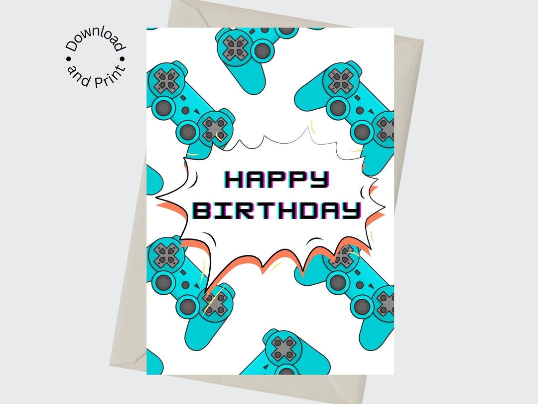 Printable Video Game Birthday Card Gamer Happy Birthday Card - Etsy