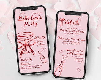 Zaproszenie na Galentynki | Zaproszenie na Walentynki | Szablon zaproszenia cyfrowego | Zaproszenie edytowalne