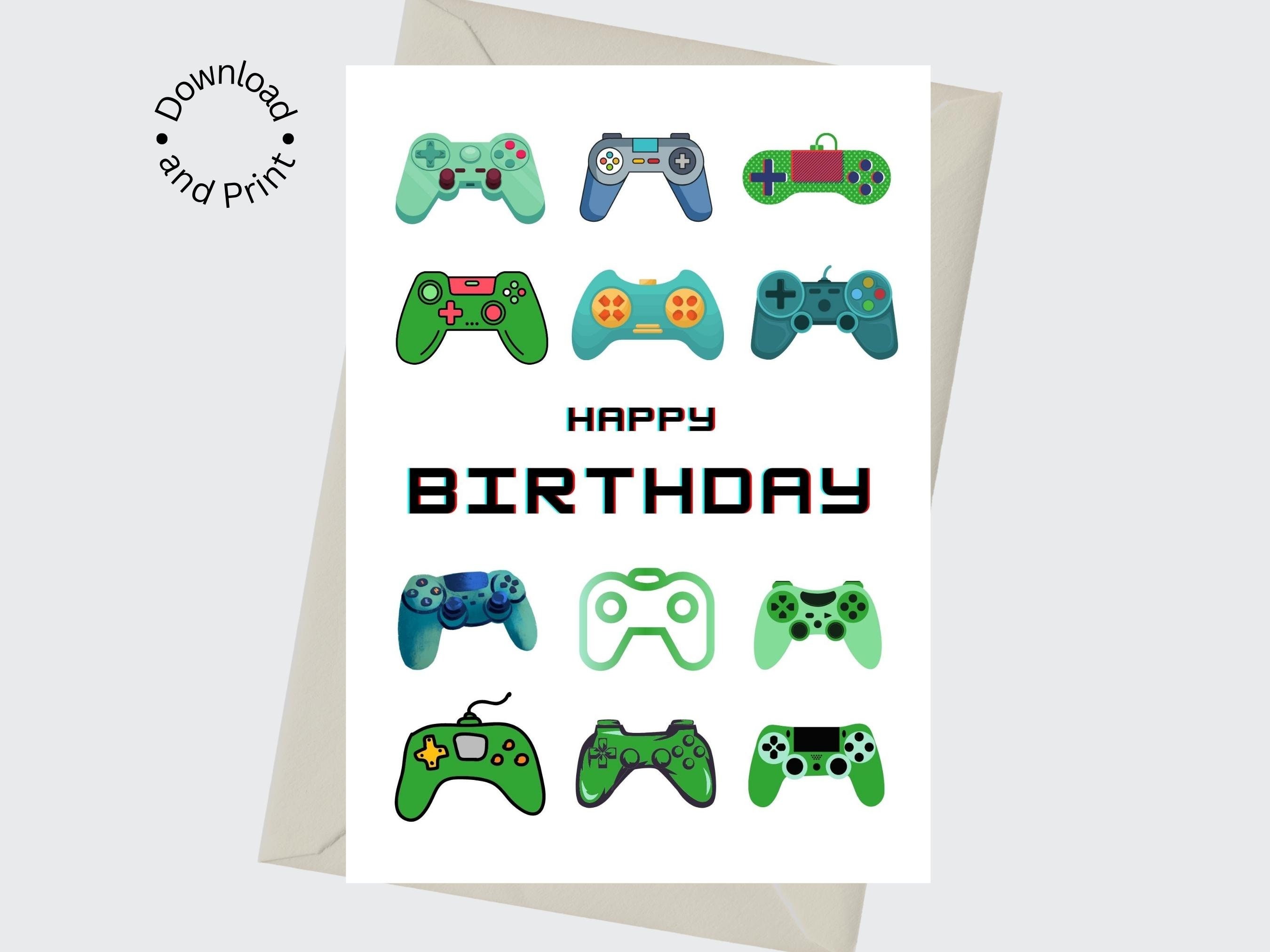 Printable Video Game Birthday Card, Gamer Happy Birthday Card, Video ...