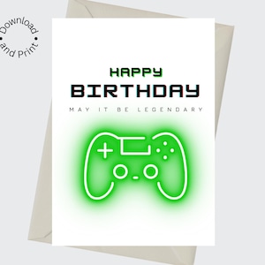 Druckbare Videospiel Geburtstagskarte, Gamer Happy Birthday Card, Video Game Controller - INSTANT DOWNLOAD