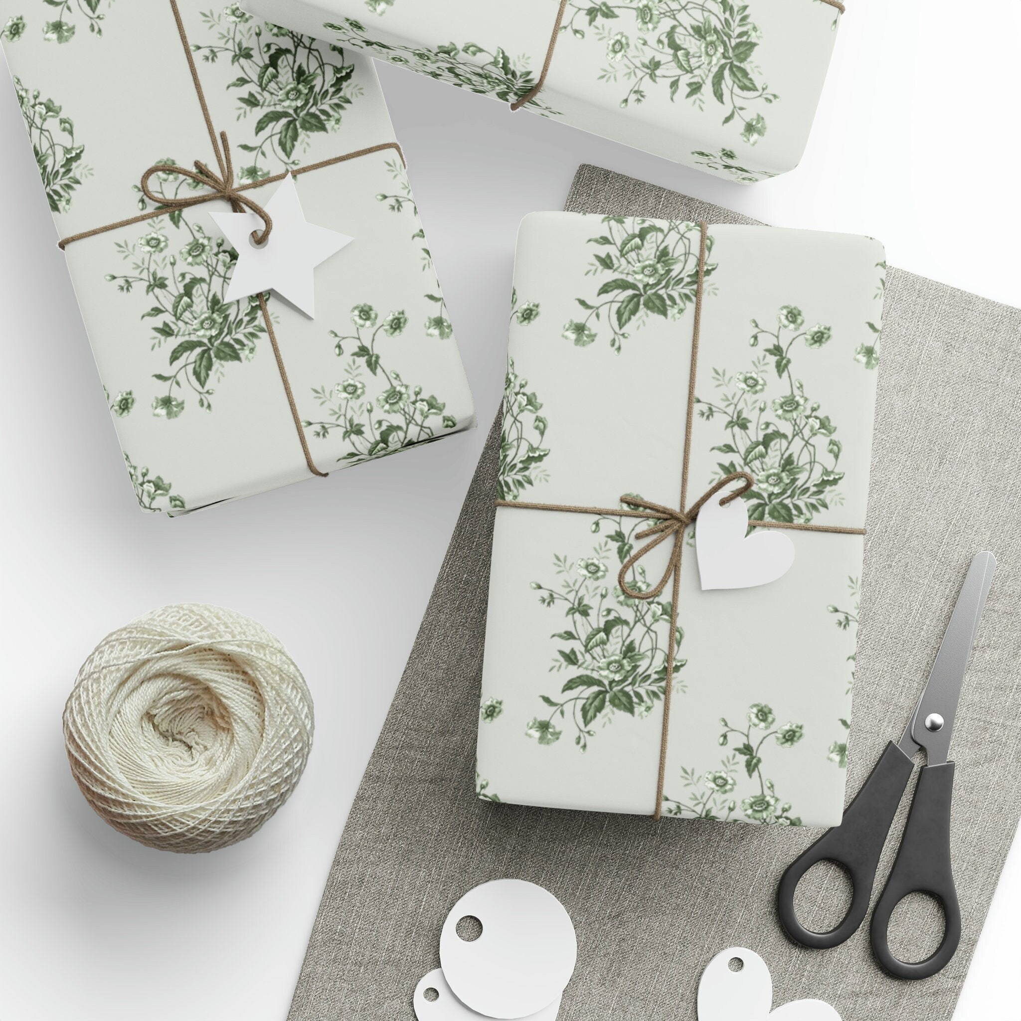 Full Roll Sage Green Neutral Wrapping Paper 2 Size Gloss Gift Wrap Baby  Holiday Wedding Birthday Thank You Present Custom Print Personalize 