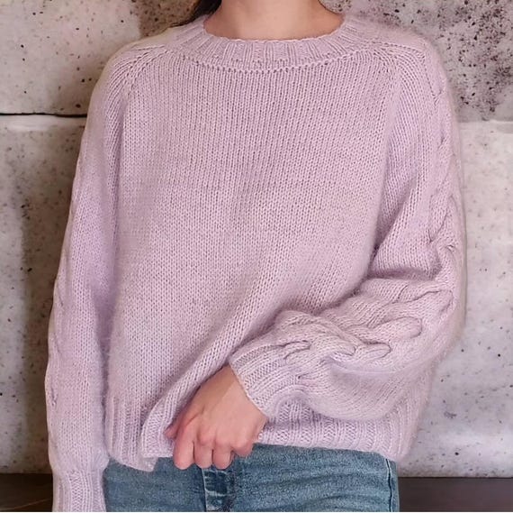 Maglione oversize fatto a mano in lana d'angora – Maglia morbida e