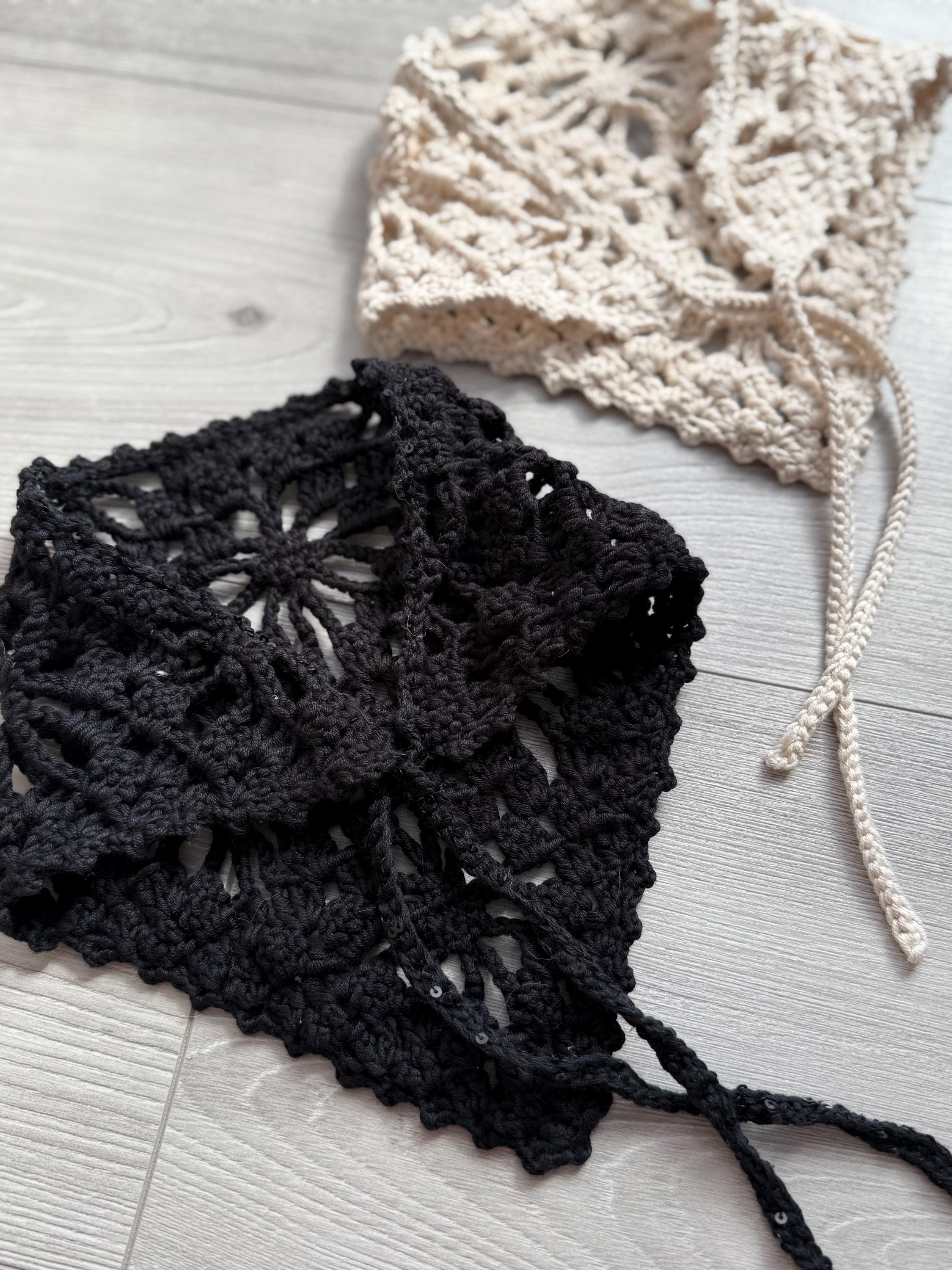 Cotton Crochet Bandana Handmade Triangle Headscarf 