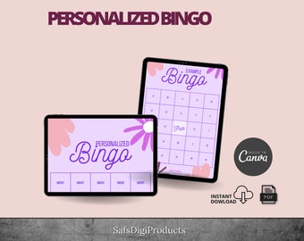 Personalized Bingo printable editable digital game activity