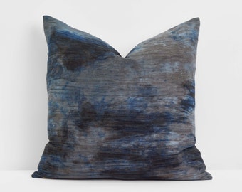 TESSA - 18 x 18 Classic Pillow Cover// Indigo Fabric// Organic Batik Pattern// Unique & One Of A Kind