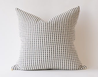 MEGHAN - 20 x 20 Classic Pillow Cover// Black & White Pattern// Quilted Look Fabric// Unique Design