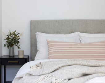 SOPHIE - 14x36 One & Done Lumbar Pillow// Hand-dyed, Handwoven Organic Cotton// Pink Cream Stripe Pillow Cover//Farmhouse Style// Extra Long