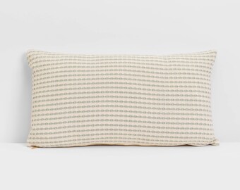 MAE - The Perfect Lumbar Pillow Cover// 12 x 20// Green & White Quilted Fabric// Dotted Design// Style Your Home// Farmhouse// Boho Style