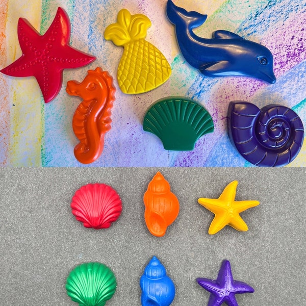 Ocean / Tropical Crayons - Dolphin - Sea horse - Seashells - Gifts for Kids - Party Favors - Stocking Stuffers - Kids Birthday Gifts
