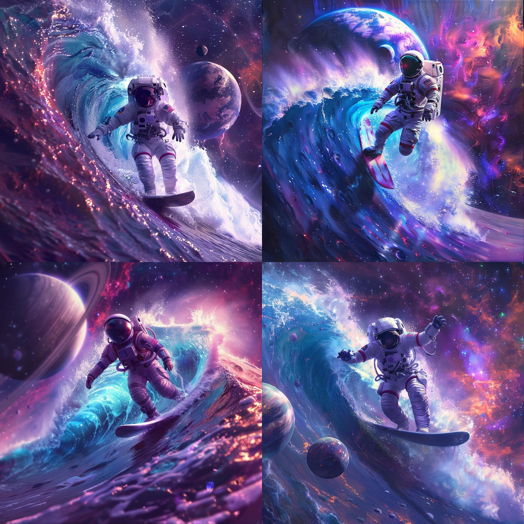 24 Space Surfer Clipart, Astronaut Surfing Clipart, Cosmic Digital Art ...