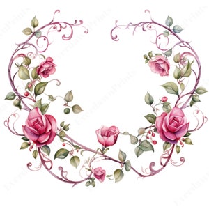 75 Watercolor Rose Vine Borders, Watercolor Floral Borders, Wild Flowers,  Premade Borders, Wedding Clipart, Digital Download