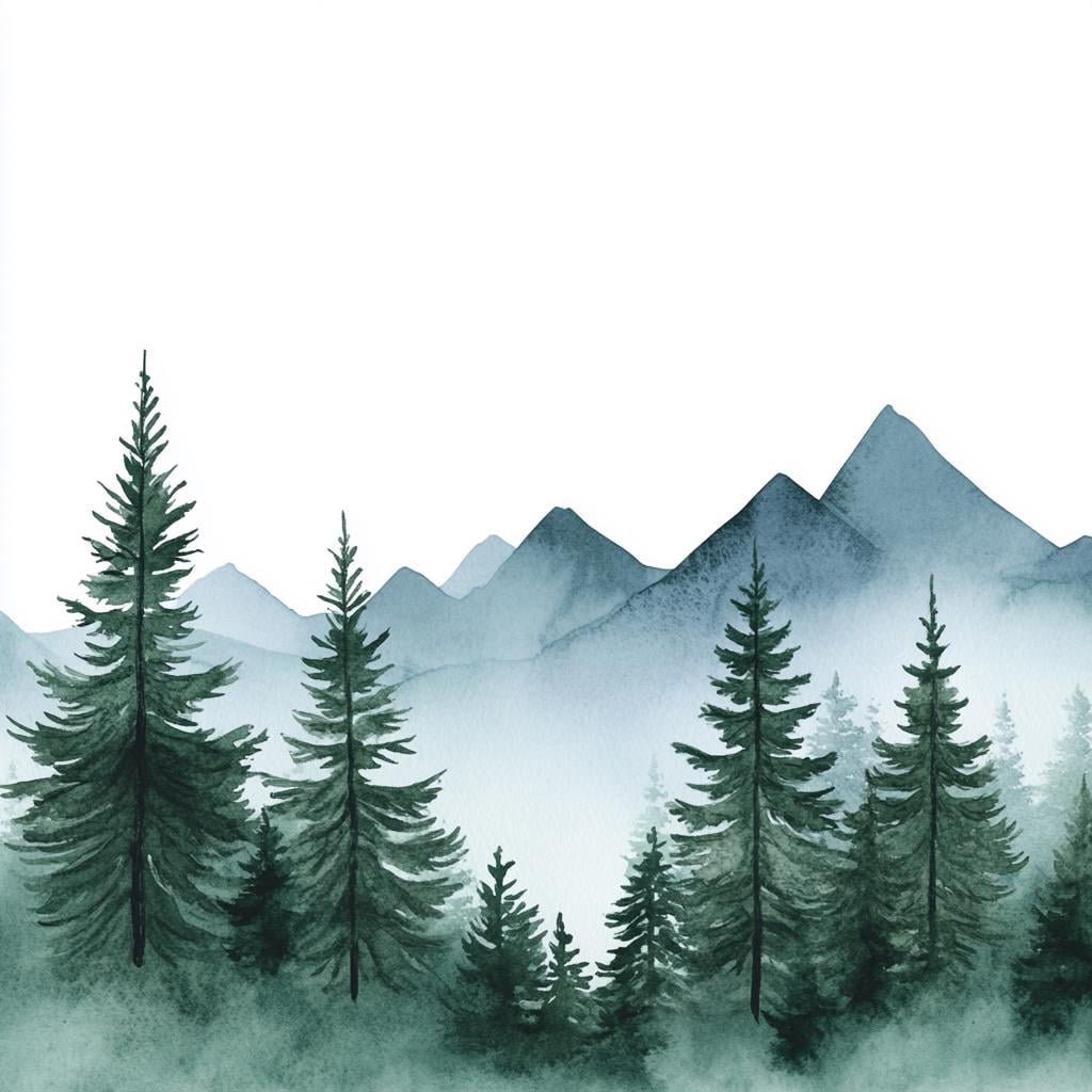 mountain c lip art 24 Watercolor Forest Clipart, Green Pine Trees Landscape Illustration, Mountain Range Artwork PNG, Nature Digital Download Please Select: Box Only/ Push Set:600mg (Box Only)