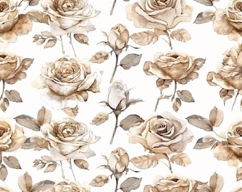 12 Rose Flower Clipart, Watercolor Roses, Floral Clipart Set, Botanical Illustration, Wedding Invitation Design Sepia Roses Digital Download