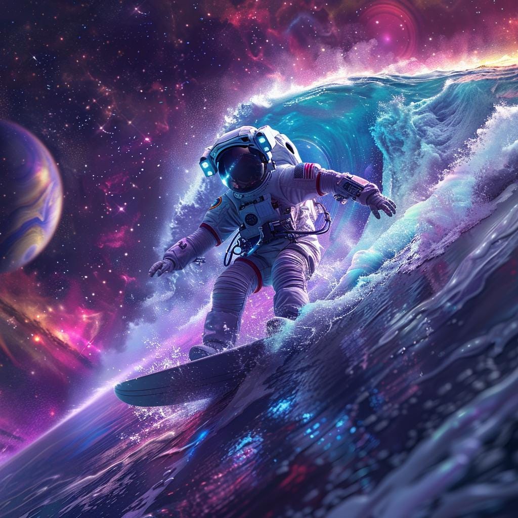24 Space Surfer Clipart, Astronaut Surfing Clipart, Cosmic Digital Art ...