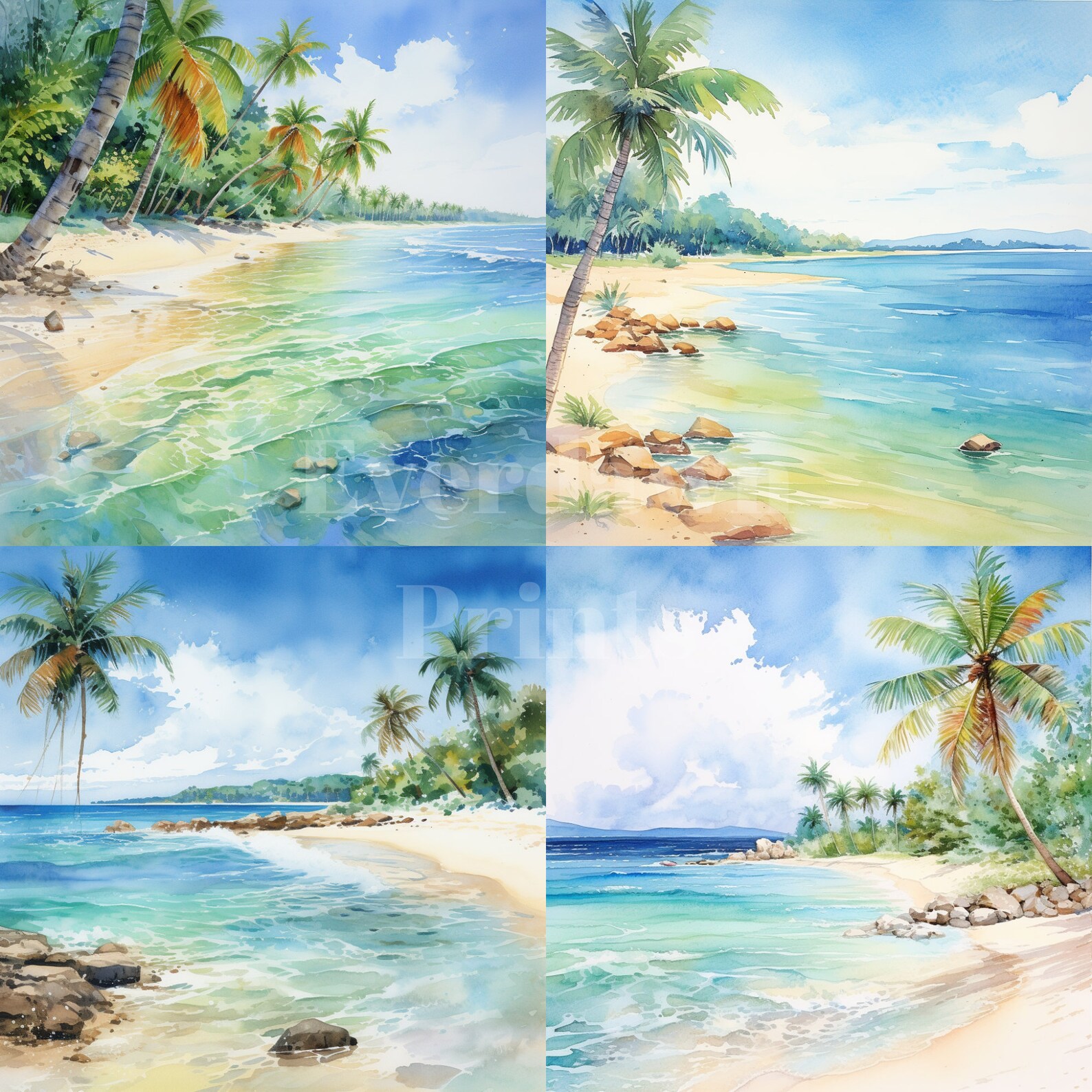 Beach Scene Graphics 24 Tropical Beach Scenes Clipart, High Quality Pngs, 300 Dpi, Digital ...