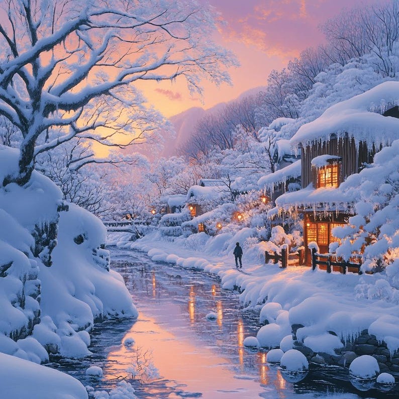 24 Winter Wonderland Cabin Digital Art, Snowy Holiday Cottage Scene ...