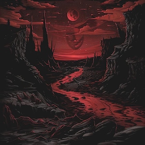 28 Gothic Dark Fantasy Clipart, Red and Black Landscape Art, Spooky ...