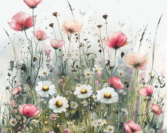 Watercolor Wildflower Clipart Set, Floral Illustration (digital
