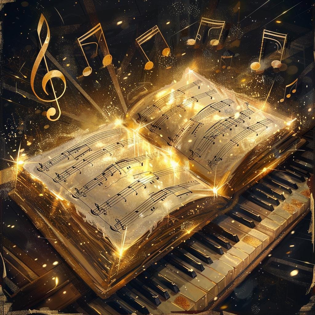 24 Vintage Musical Notes Clipart, Piano Sheet Music Illustration