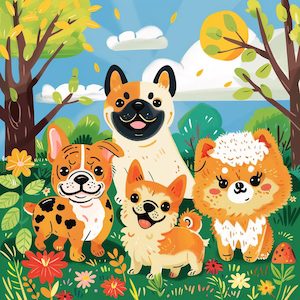 24 Cute Dogs Clipart, Puppy Breeds Clipart, Dog Illustration, Pomeranian, Dog Pack, Animal Clipart Set, Commercial Use, Digital Download