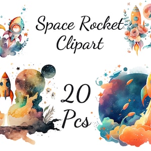20 Space Rocket Clipart, High Quality Transparent PNG, Watercolor, Card Making, Digital Planner, Digital Paper Craft