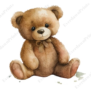 12 cliparts ours en peluche, PNG transparent de haute qualité, aquarelle, fabrication de cartes, agenda numérique, créations numériques en papier