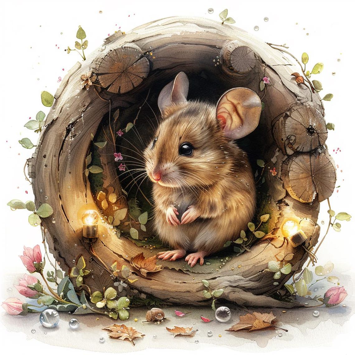 24 Cute Mouse in Forest Clipart, Woodland Animal Illustration, Digital ...