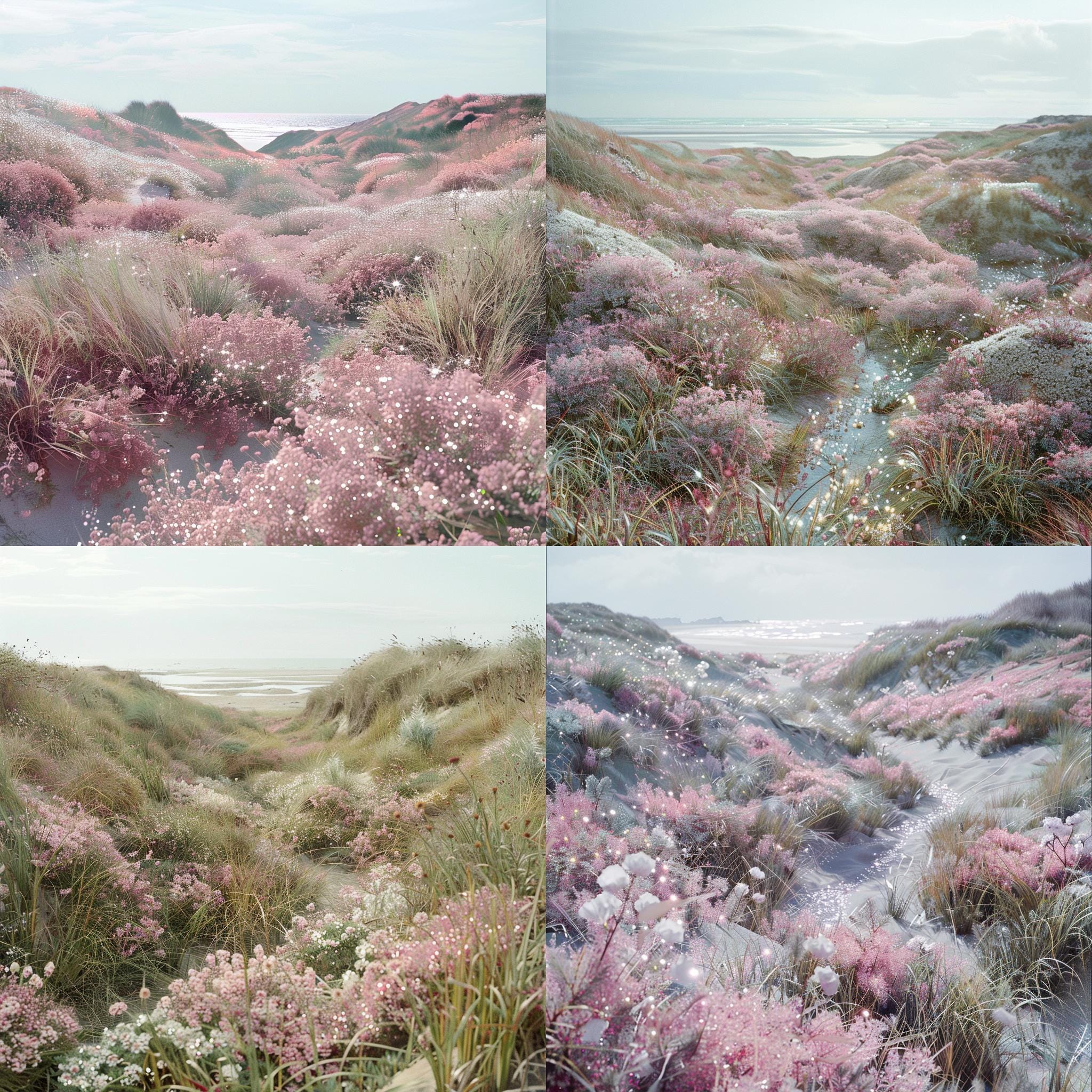 24 Beach Dunes Clipart, Coastal Flowers Illustration, Ocean View ...