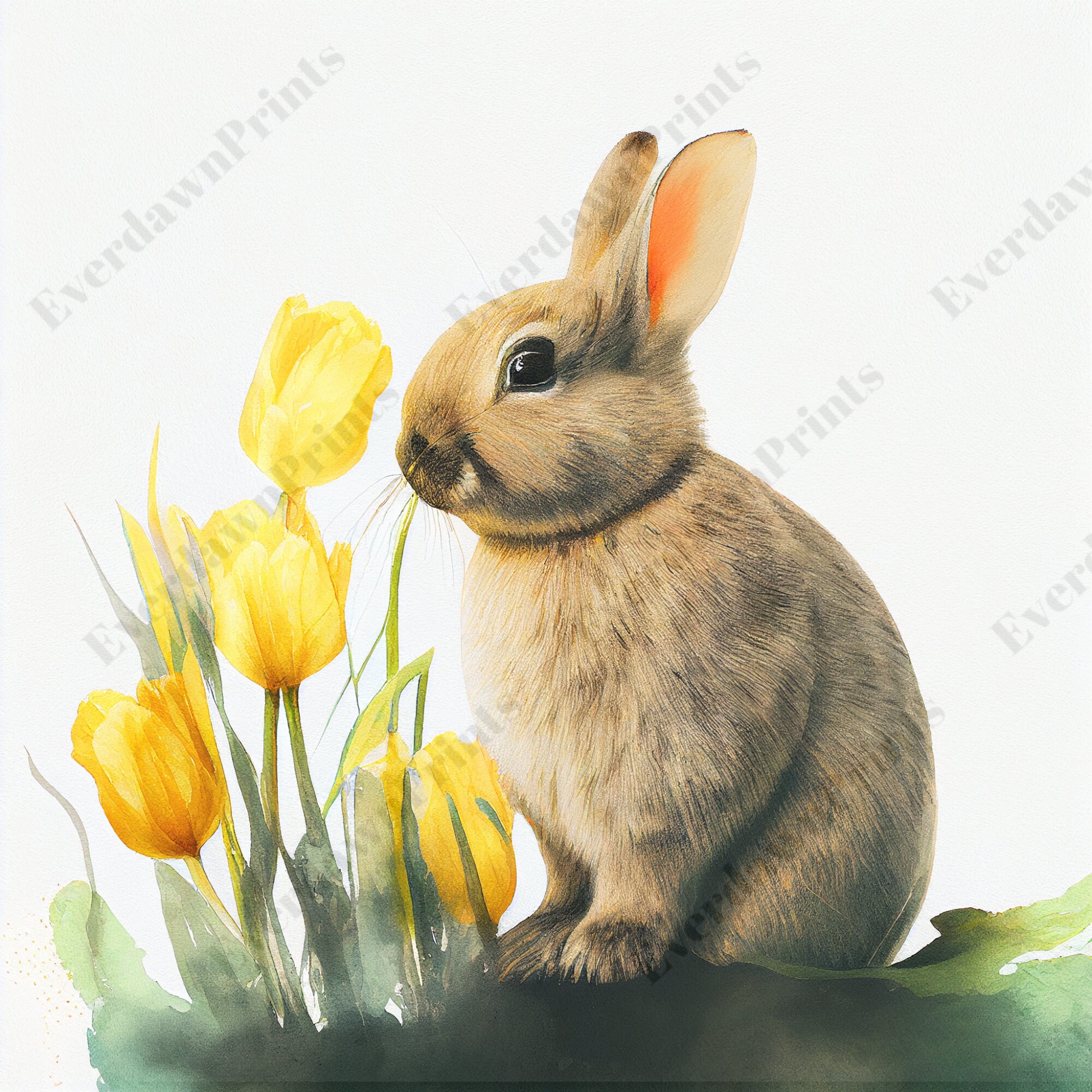 16 Floral Bunny Tulip Clipart, High Quality Pngs, Digital Planner ...