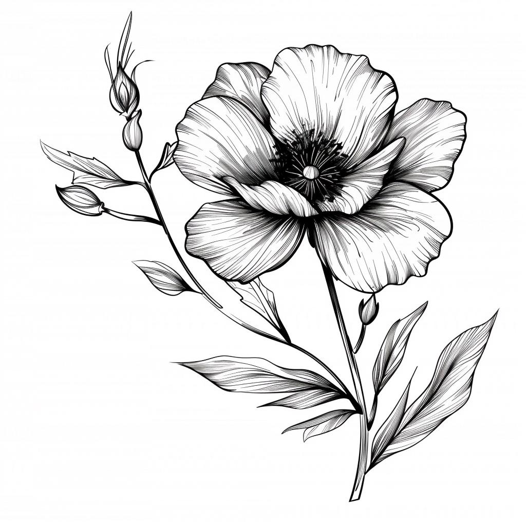 44 枚の白黒花のクリップアート、手描きの花のイラスト、植物アート