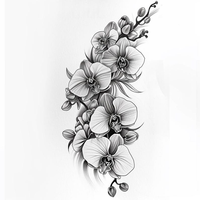 28 vackra orkidéer clipart, blommig illustration digital nedladdning, orkidéblommakonst, botanisk tryck clipart, blommor akvarell clipart bild 1