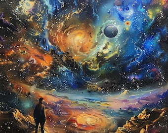 0006　絵画　宇宙　木製　流星　彗星　星々　銀河　　　絵画のみの販売です。 絵画風 壁紙ポスター (はがせるシール式) 宇宙空間 銀河 惑星 彗星